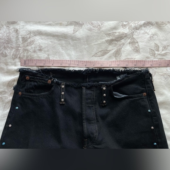 Vintage Y2K Upcycled Levi Flare Jeans Low Rise Embellished 28 Festival Bratz - Picture 11 of 14